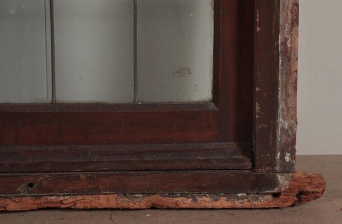 a two panel mahogany window set with leaded glass and frame circa 1920 9399