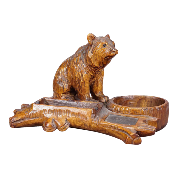 a wooden carved black forest bear desk set ca 1920s 0303