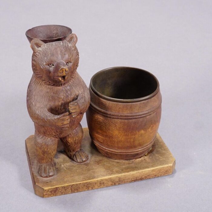 a wooden carved black forest bear desk set ca 1920s 4144