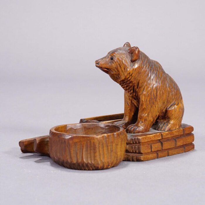 a wooden carved black forest bear desk set ca 1920s 7184