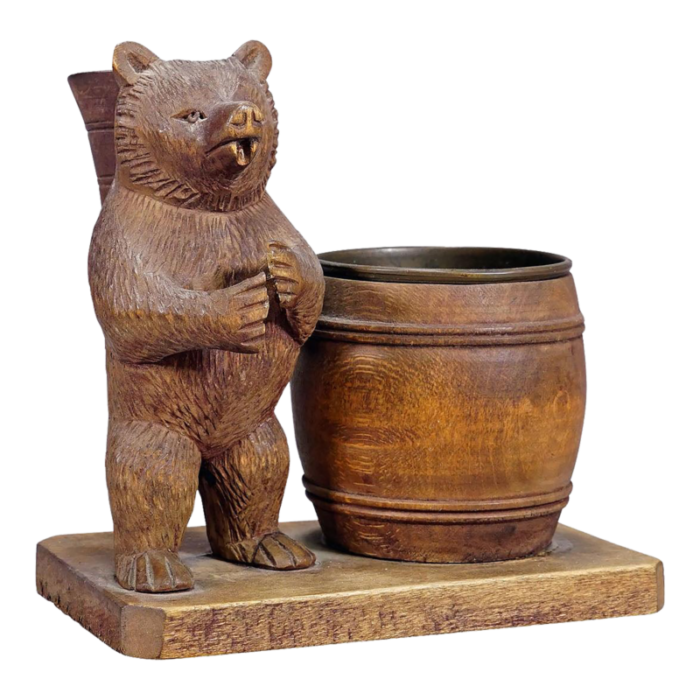 a wooden carved black forest bear desk set ca 1920s 7985