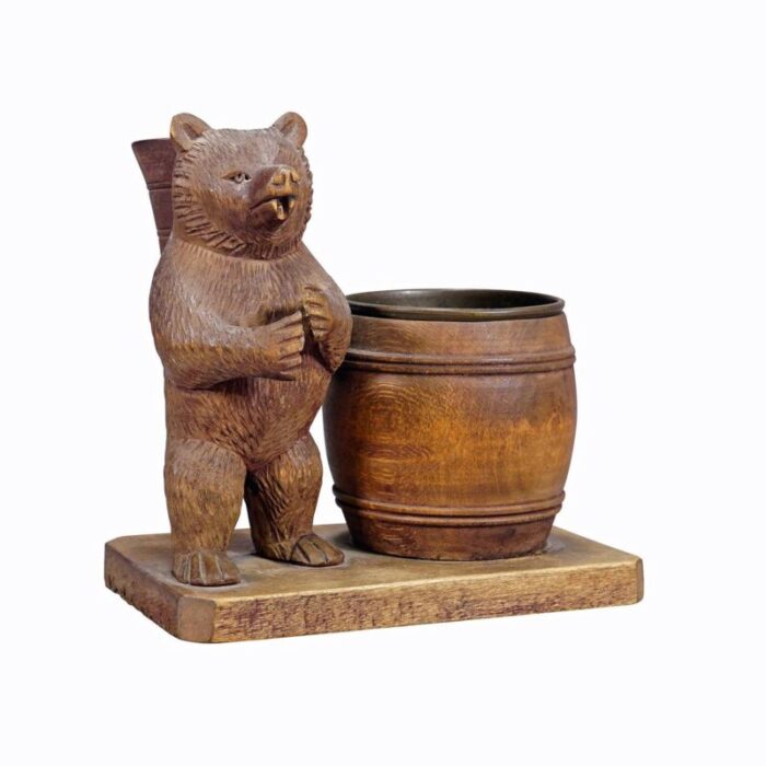 a wooden carved black forest bear desk set ca 1920s 9381