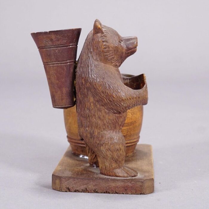 a wooden carved black forest bear desk set ca 1920s 9663