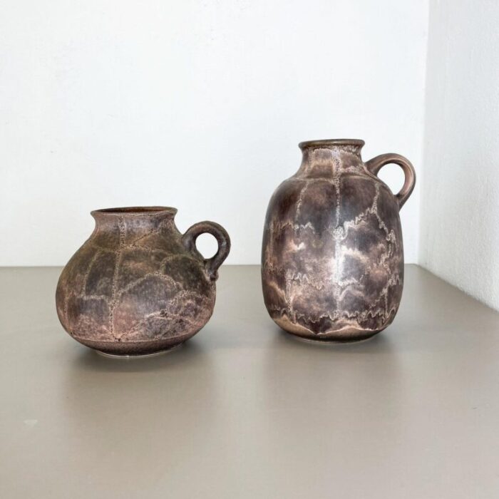 abstract german fat lava pottery vases by ruscha 1960s set of 2 2