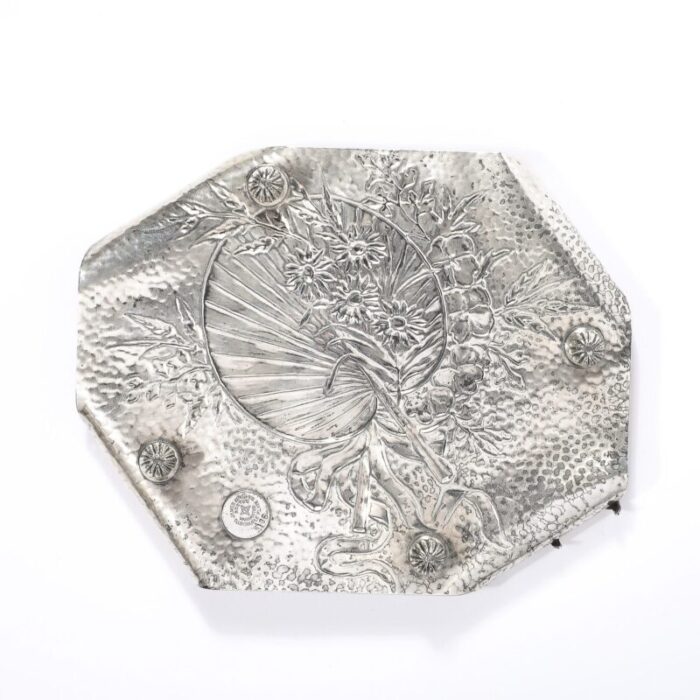 aesthetic movement hand hammered silver plated butterfly tray by james tufts 0050