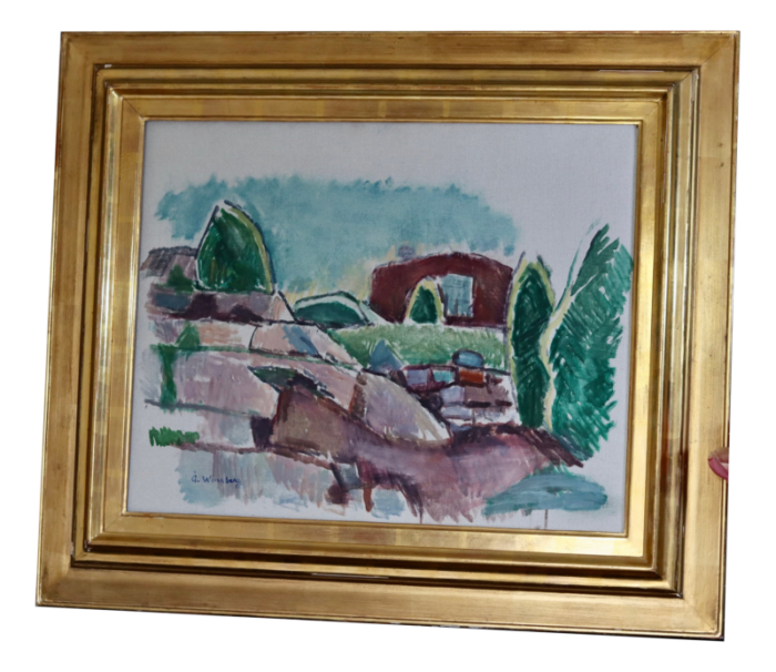 ake winnberg mural oil on canvas 1950s framed 1655