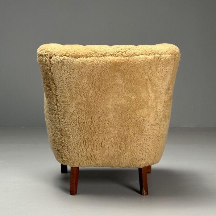 alfred christensen danish mid century modern lounge chairs sheepskin oak 7884