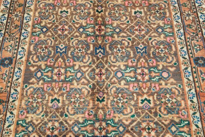 allover designed persian hamadan wool rug in light brown 1345