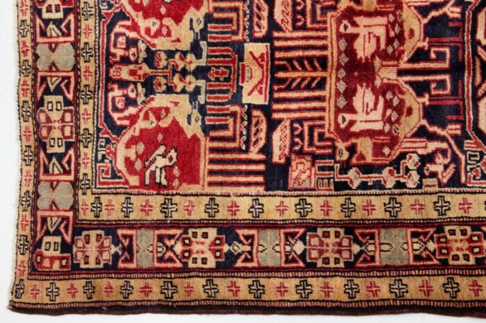 allover designed persian heriz wool runner in blue and peach 1660