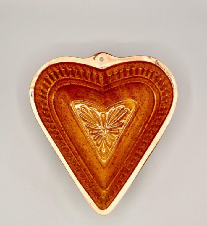 alsace french heart shaped pottery mold 0567