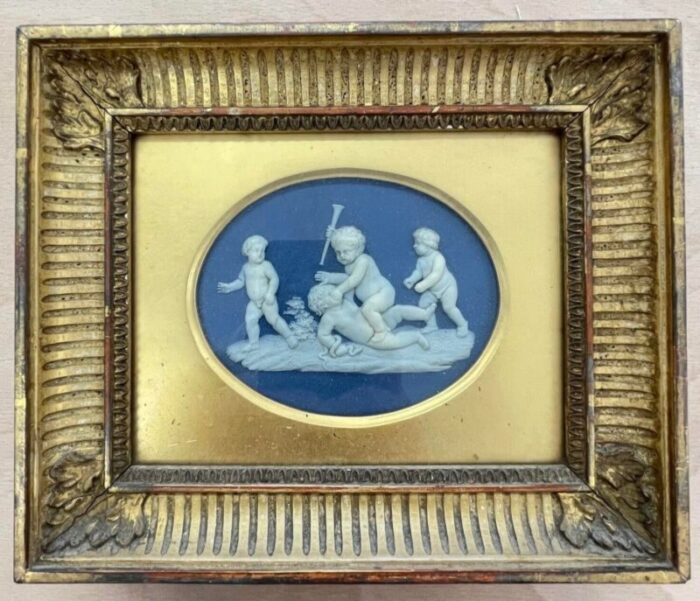 antique 18th century george iii wedgwood and bentley jasperware plaque in gilt wood frame circa 1770 1598