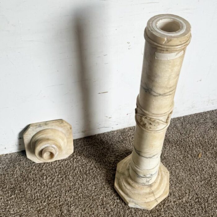 antique alabaster marble stone pedestal 7952