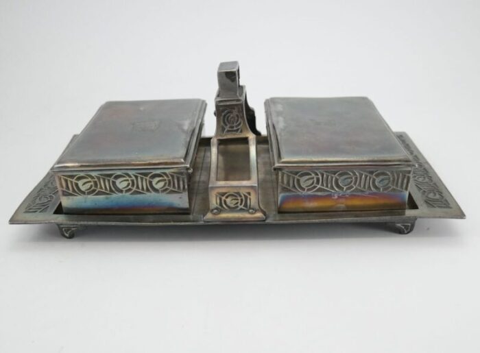 antique art nouveau silver plated desk set by moritz hacker for moritz hacker set of 3 1