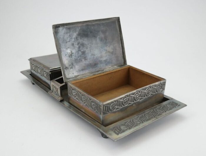 antique art nouveau silver plated desk set by moritz hacker for moritz hacker set of 3 2