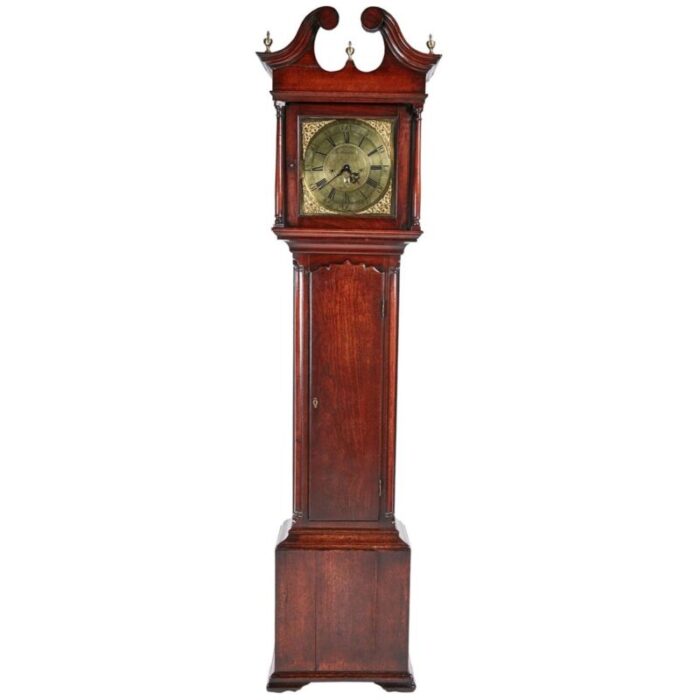 antique brass face red walnut clock 1