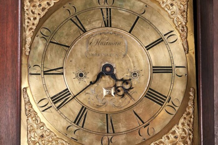 antique brass face red walnut clock 6