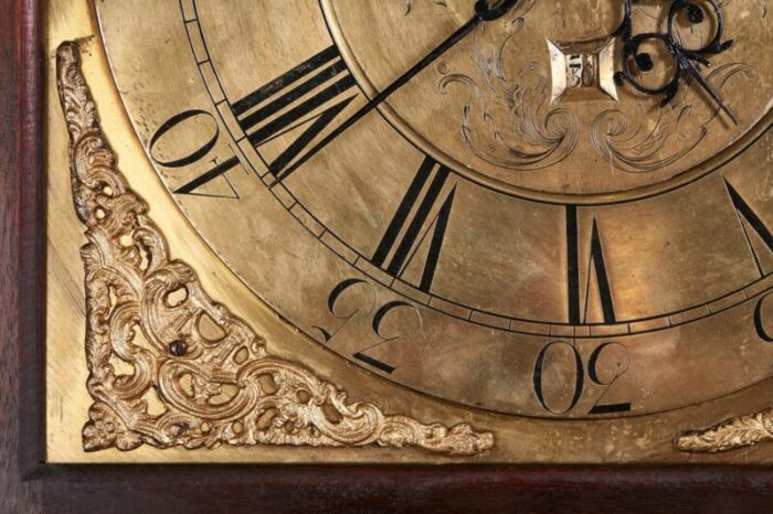 antique brass face red walnut clock 7