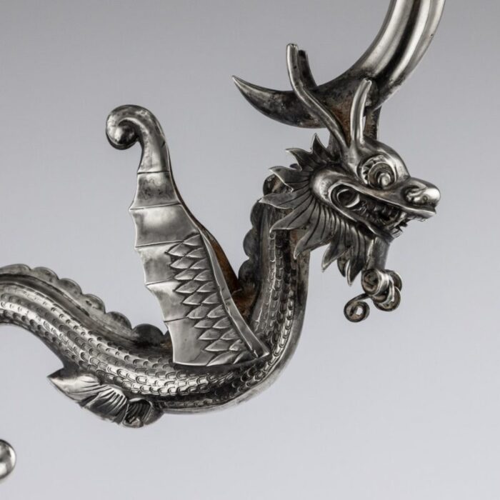 antique chinese solid silver dragon epergne from hung chong co 1890s 7