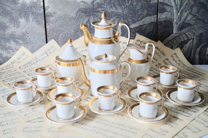 antique empire french porcelain coffee service paris 1800s set of 13 1