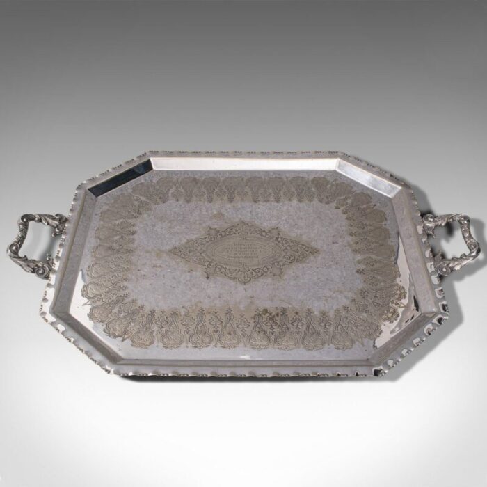 antique english silver plated presentation serving tray 1890s 1