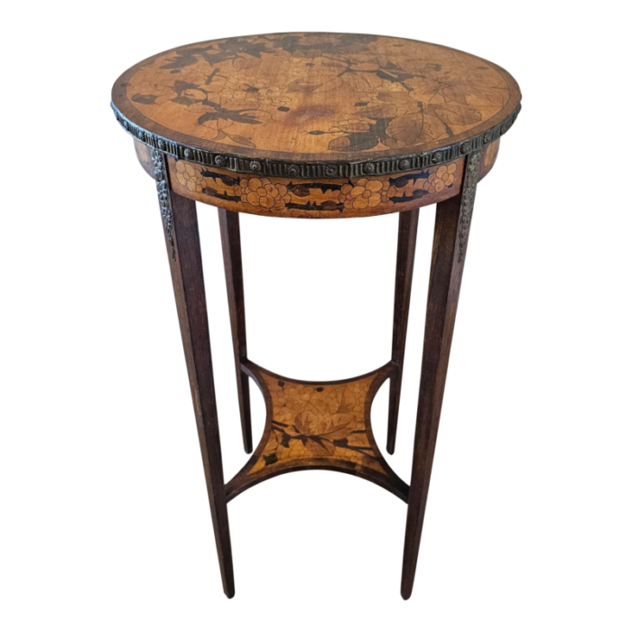 antique french art nouveau period marquetry side table stand in the manner of emile galle 2617