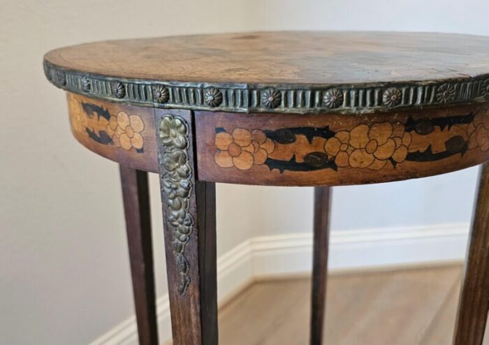 antique french art nouveau period marquetry side table stand in the manner of emile galle 4522