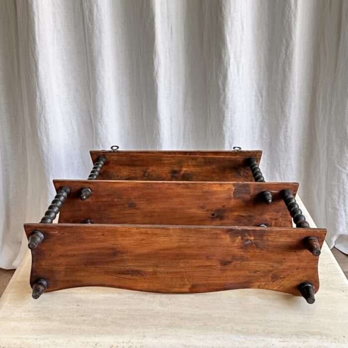 antique french bobbin wall shelf in cherry 1890s 6900