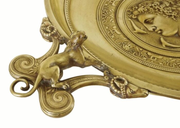 antique french bronze greek revival centerpiece tazza with lion handles ram heads signed levillain 9968