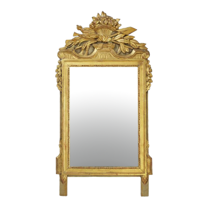 antique french directoire style carved gilt wood foyer mirror 0965