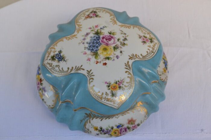 antique french hand painted ceramic box 1900s 2