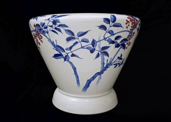 antique fukagawa mount fuji japanese porcelain planter 2624