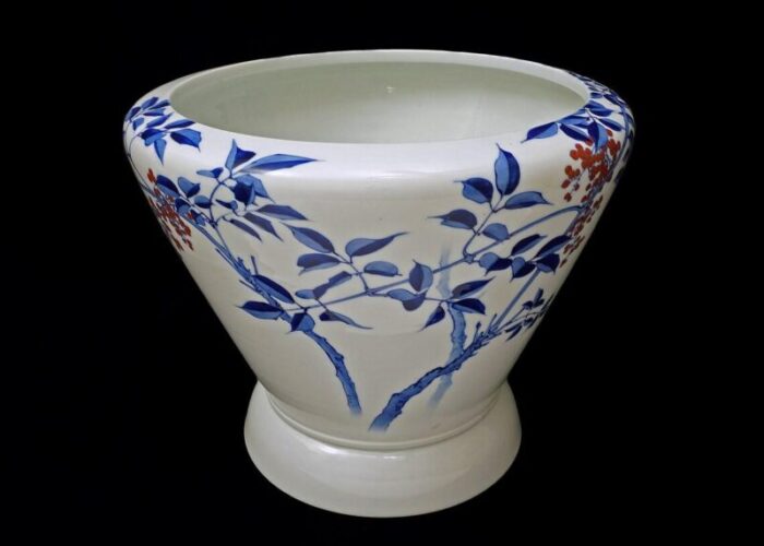 antique fukagawa mount fuji japanese porcelain planter 7703