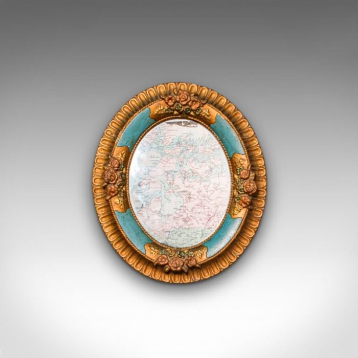 antique german decorative oval mirror circa 1900 1