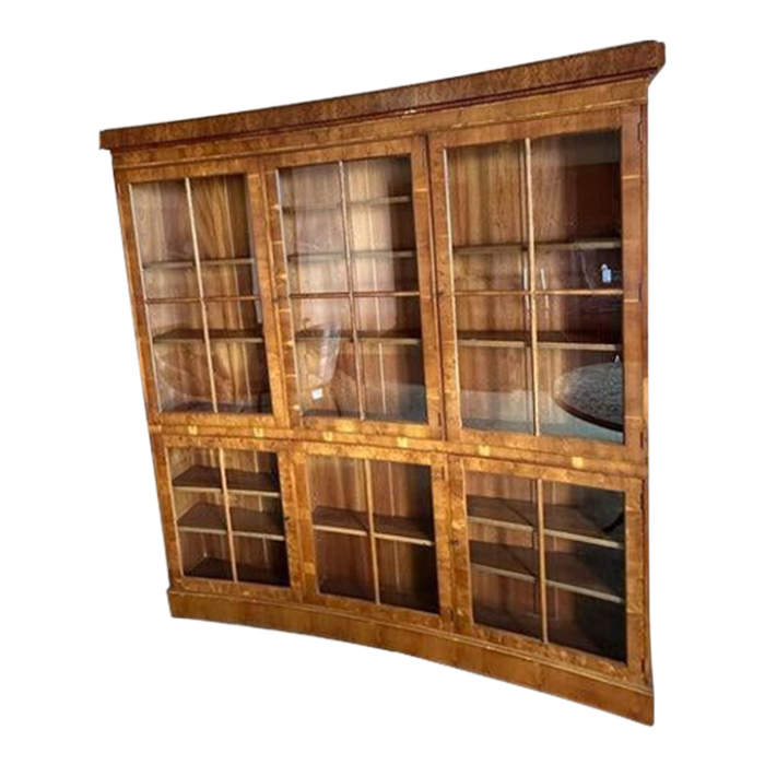 antique glass and wood bookcase 7178