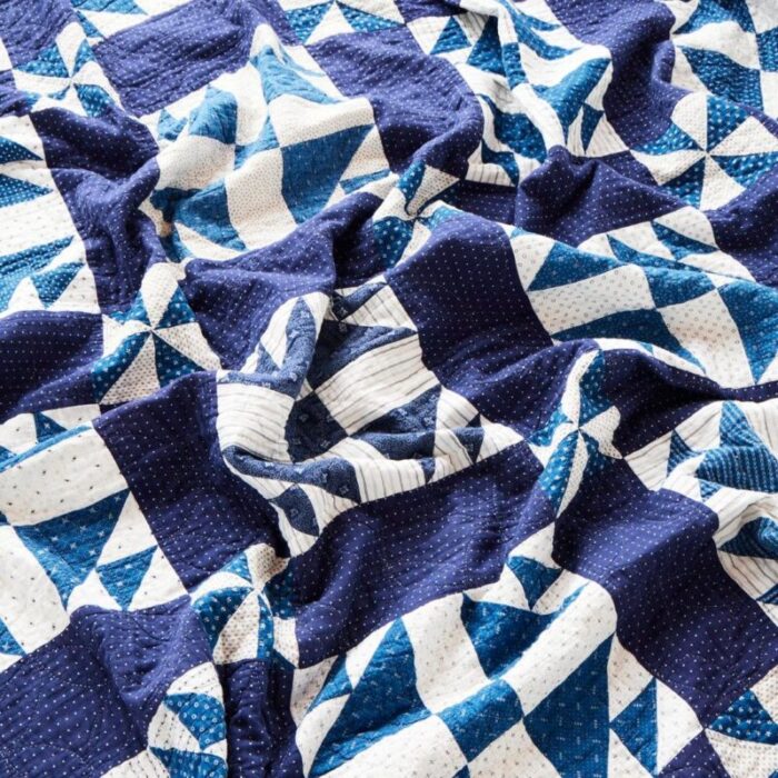 antique indigo duck and ducklings quilt circa 1910 4593