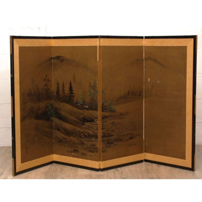 antique japanese byobu four panel screen 1586