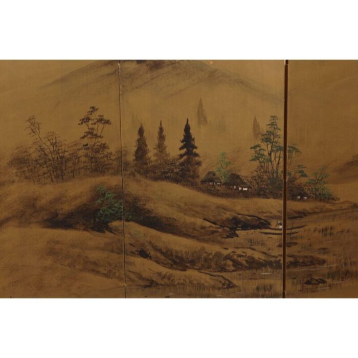 antique japanese byobu four panel screen 8752