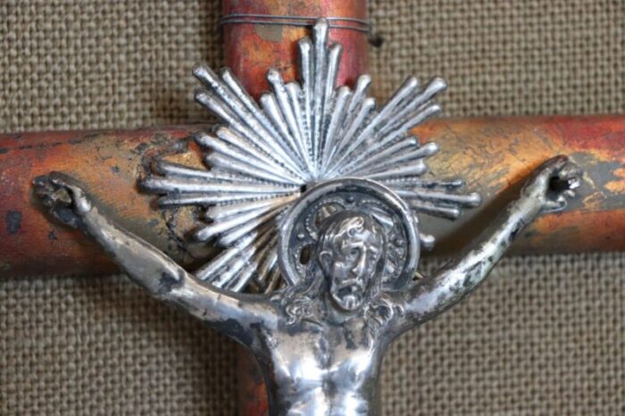 antique jesus christ on the wood cross in silver 1880s 3