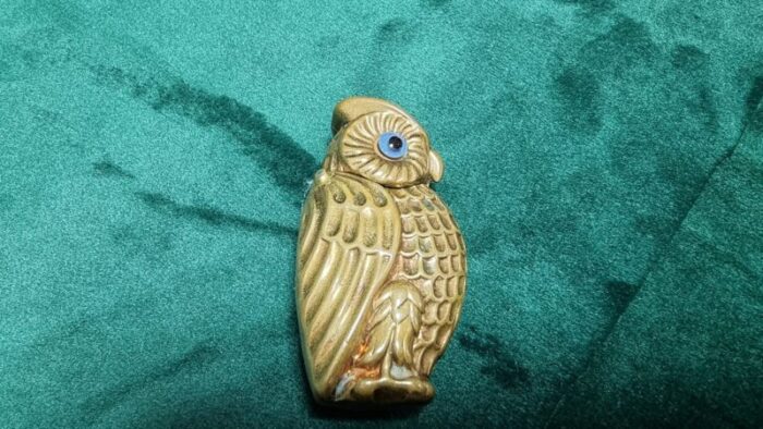 antique match box brass with glass eyes 3