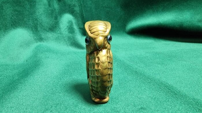 antique match box brass with glass eyes 4