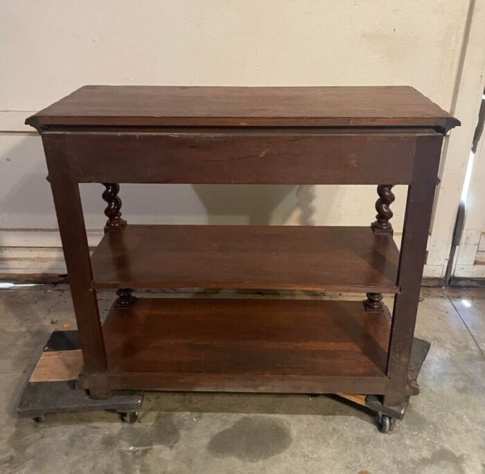 antique oak french server with barley twist and lift top 8171