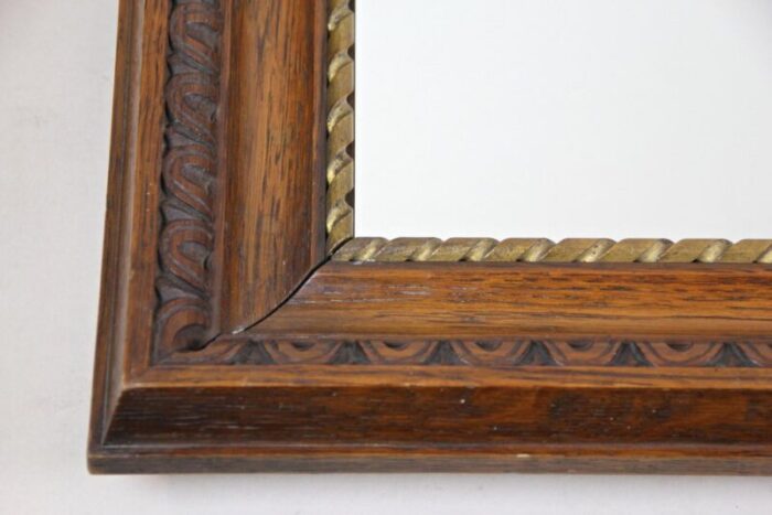 antique oak wall mirror with twisted golden bar austria 1890s 12