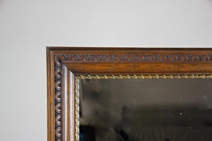 antique oak wall mirror with twisted golden bar austria 1890s 3