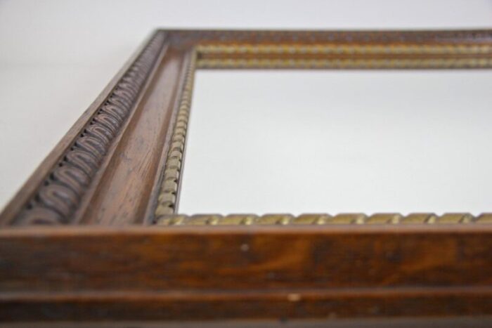 antique oak wall mirror with twisted golden bar austria 1890s 9