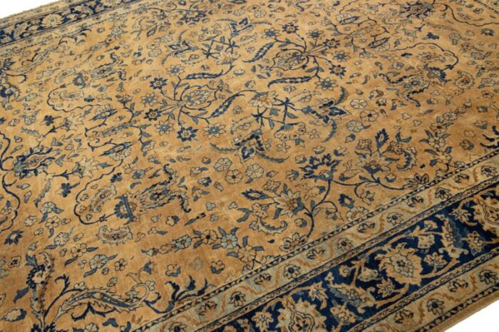 antique persian kerman wool rug handmade in tan featuring an allover motif 6465