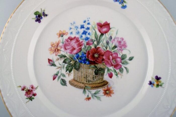 antique porcelain plates with hand painted flower baskets set of 2 3