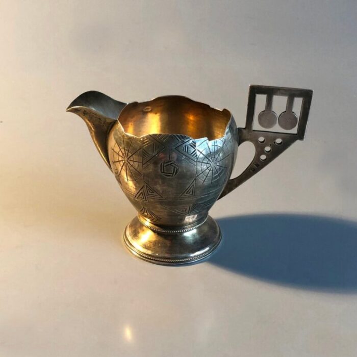 antique russian art nouveau engraved creamer by antip kuzmichev russia 17