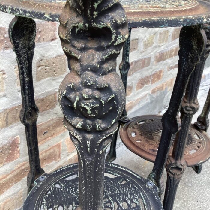 antique set of two tiered cast iron table plant stand victorian style 3462