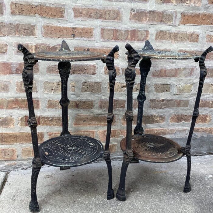 antique set of two tiered cast iron table plant stand victorian style 4846