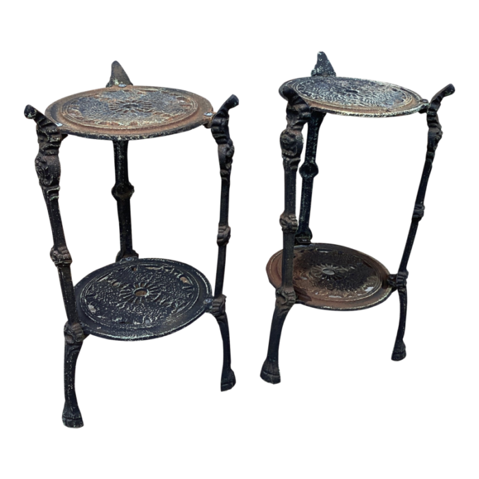 antique set of two tiered cast iron table plant stand victorian style 5830